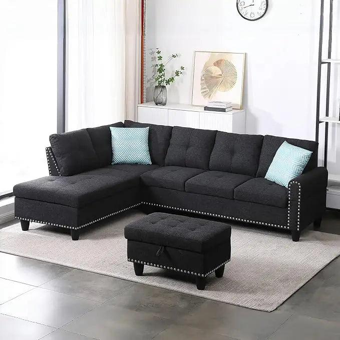 Sofa Couch,Corduroy 3 Seat Sofa with Deep Seat Wider Armrest，Upholstered Couches for Living Room,Apartment Office CouchFurniture