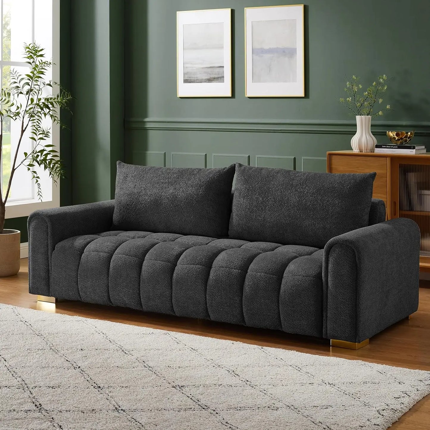 87" Loveseat Sofa, Comfortable Thick Cushion Living Room Couch, Easy-to-Install Apartment Sofa Couch, Boucle, Camel