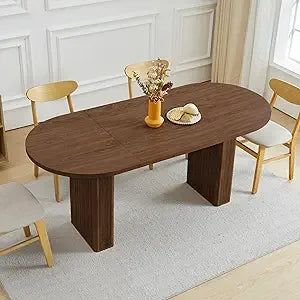 78 Inch Dining Table for 6 8 10, Modern Farmhouse Rectangular Kitchen Table, Long Dining Room Tables with Wood Strip Base for Ki