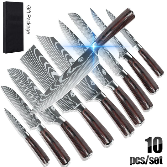 10pcs Japanese Kitchen Knives
