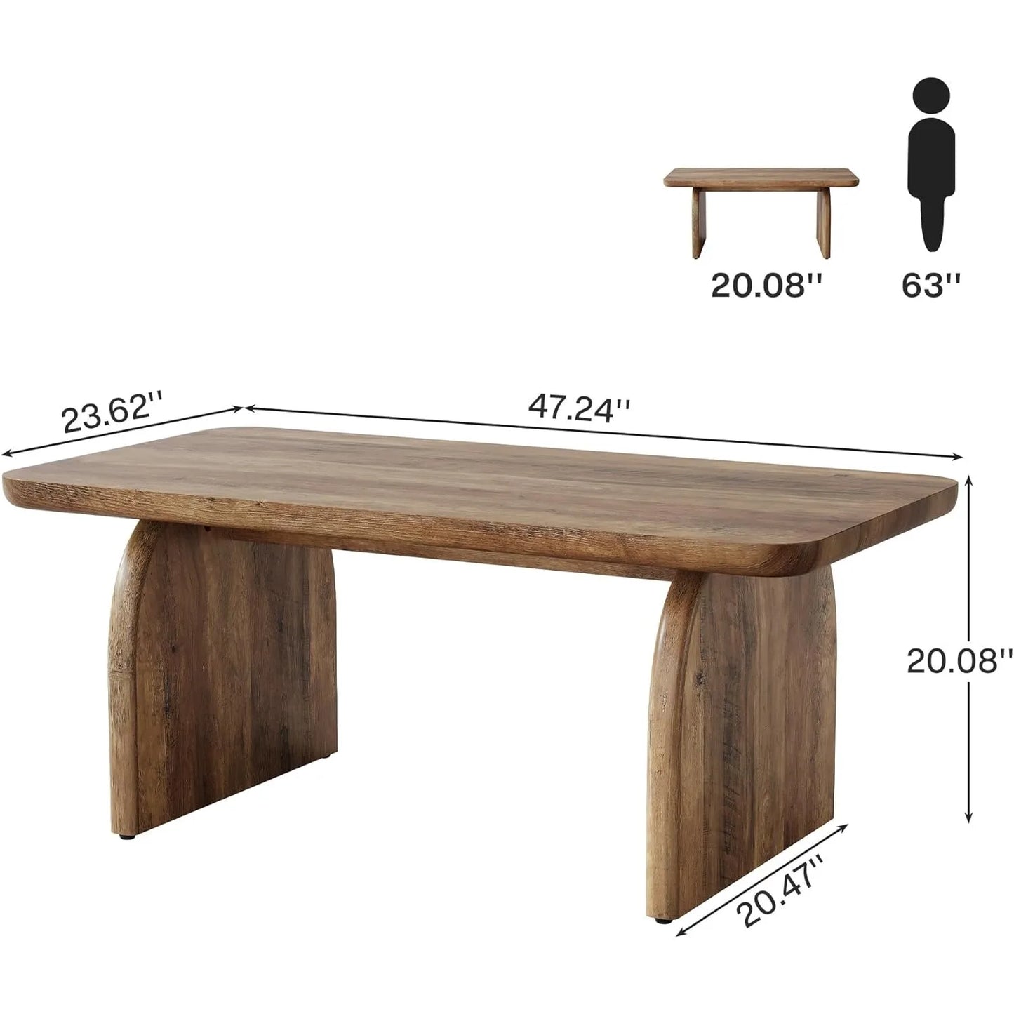 Rectangle Coffee Table,Wood Rectangular Living Room Table, Farmhouse Accent Center Low Cocktail Tea Table with Sturdy Base
