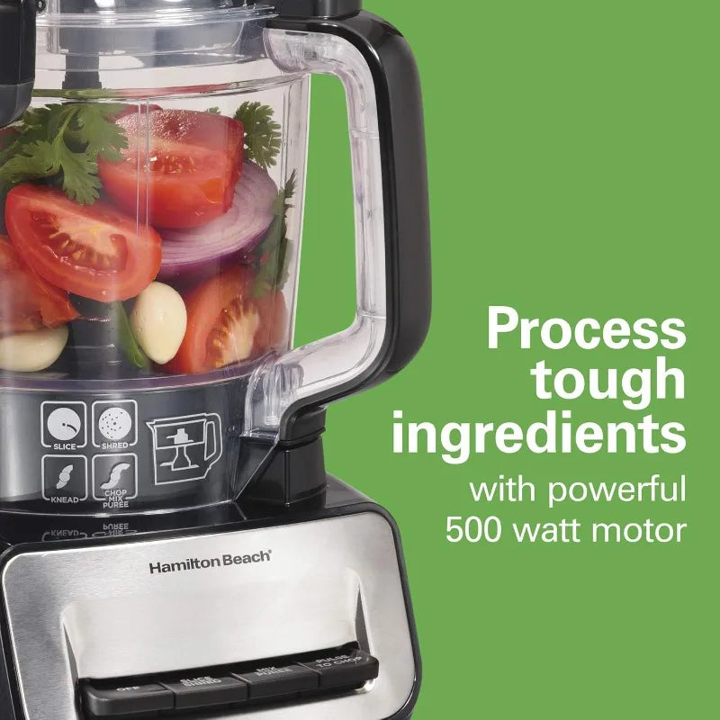 Hamilton Beach Stack & Snap Food Processor and Vegetable Chopper, 14 Cup + 4-Cup Mini Bowls,3-Speed 500 Watt Motor,Black (70585)