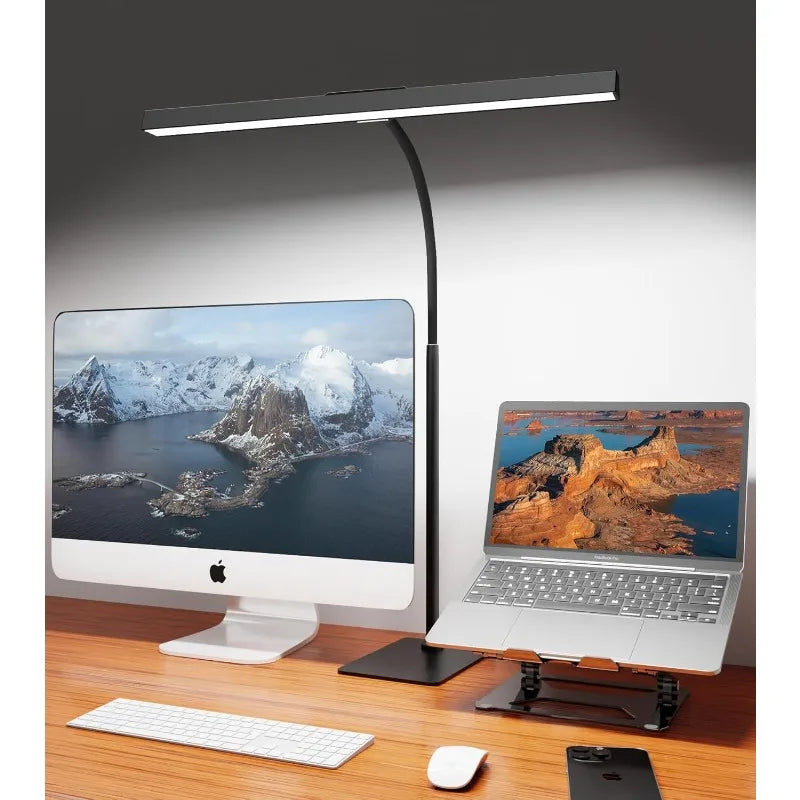 LED Desk Lamp for Home Office with Base, Eye-Caring Architect Task Light with Adjustable Gooseneck 12W USB Adapter Touch Control