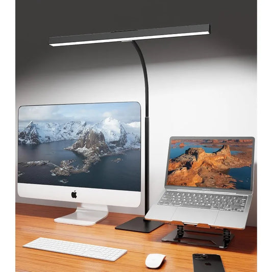 LED Desk Lamp for Home Office with Base, Eye-Caring Architect Task Light with Adjustable Gooseneck 12W USB Adapter Touch Control