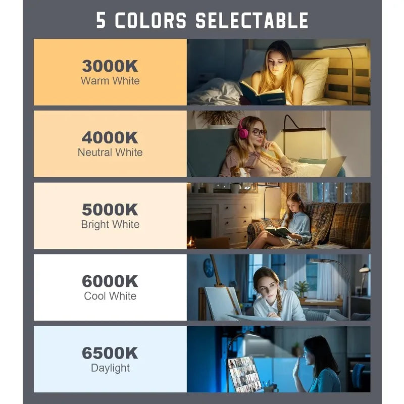 LED Desk Lamp for Home Office with Base, Eye-Caring Architect Task Light with Adjustable Gooseneck 12W USB Adapter Touch Control