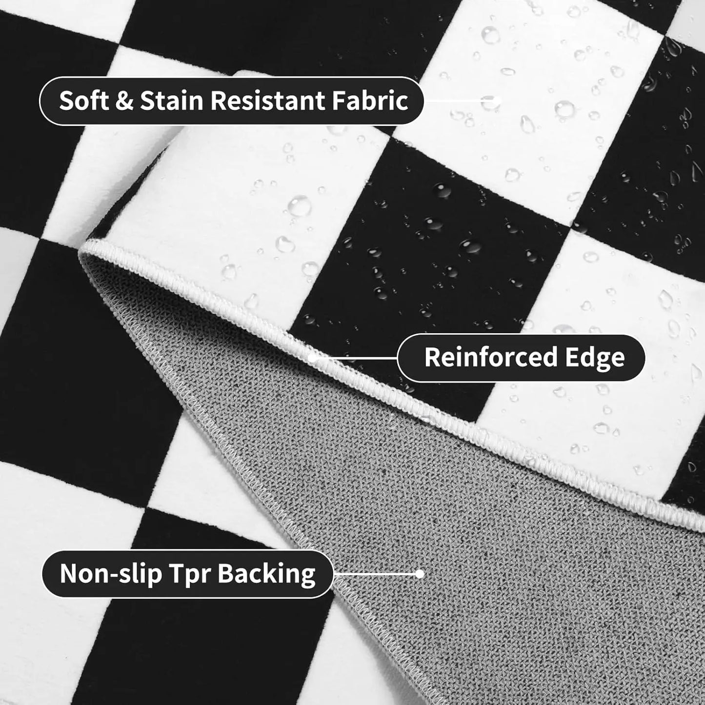 Black and White Checkered Rug for Living Room Bedroom, 6x9Soft Washable Area Rug with Non Slip, Low Pile Stain Resistance Carpet