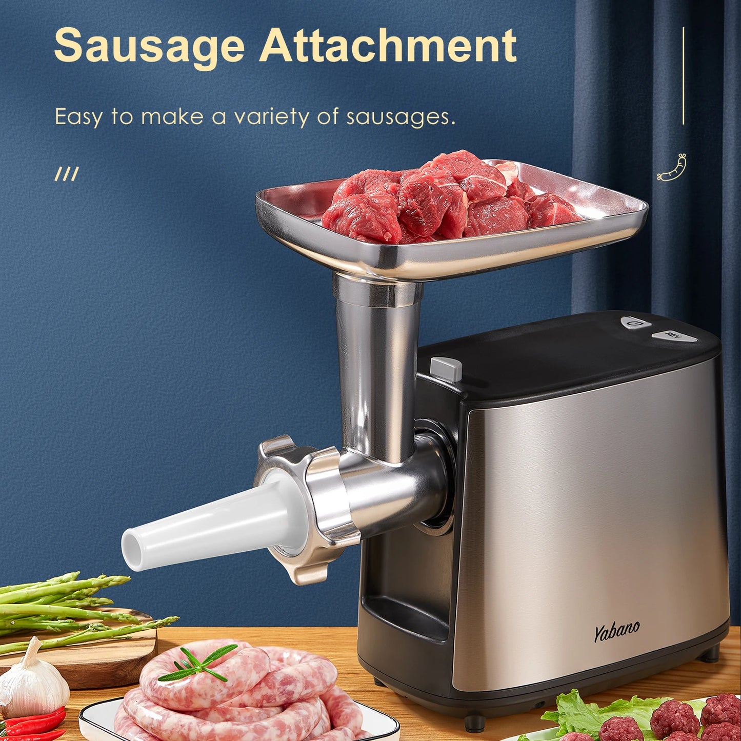 Electric Meat Grinder, Heavy Duty Meat Mincer, Sausage Stuffer Maker, Food Grinder with Sausage & Kubbe Kit, 2 Grinder Plates