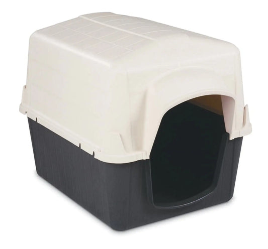 Petmate Barnhome 3 Plastic Outdoor Dog house, Small, for Pets 15-25 lb, Tan
