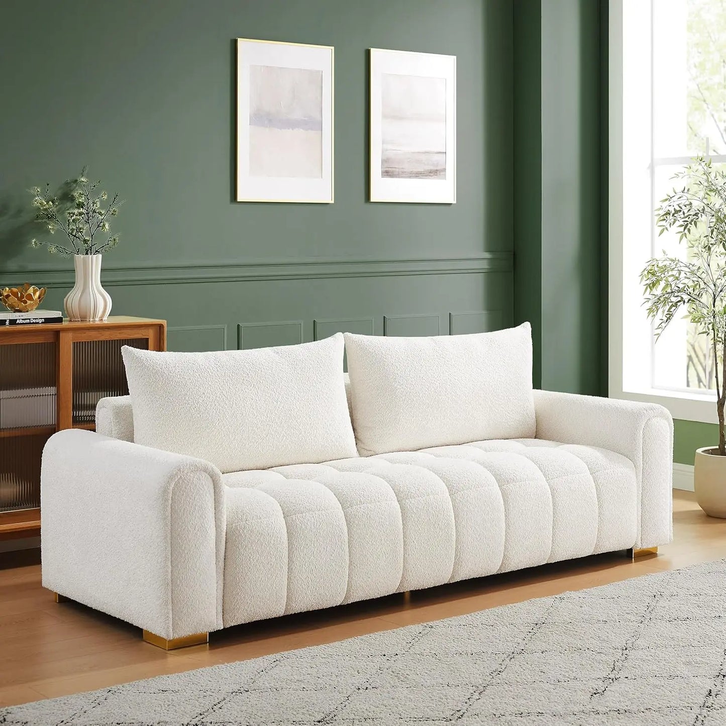 87" Loveseat Sofa, Comfortable Thick Cushion Living Room Couch, Easy-to-Install Apartment Sofa Couch, Boucle, Camel