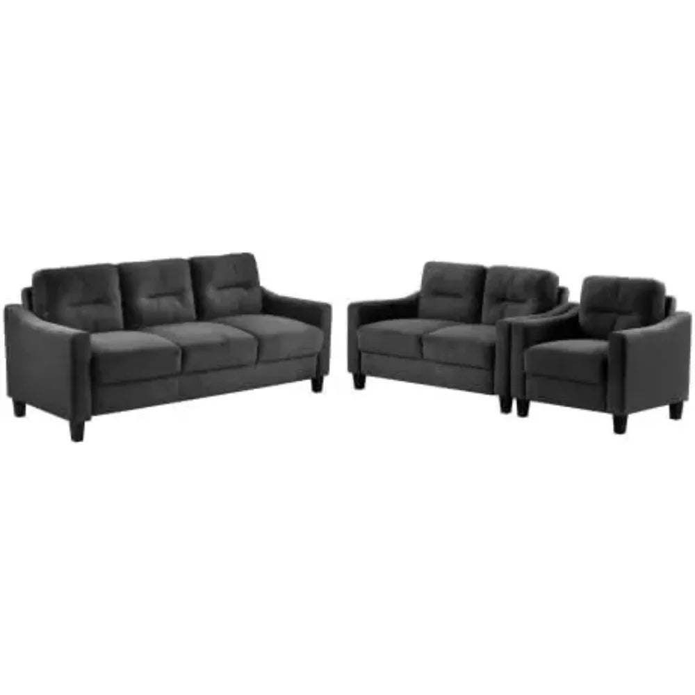Sectional Sofa 3Pieces, Modern Style Include 7-Seater Loveseat/Armchair, Velvet Button Tufted Sofas&Couches