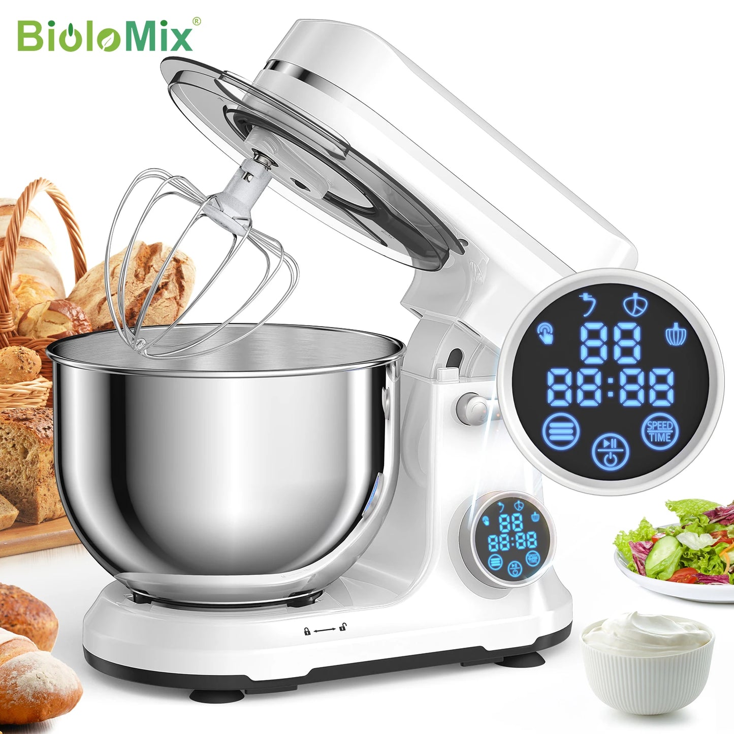 Electric Food Mixer with Dough Hook, Whisk