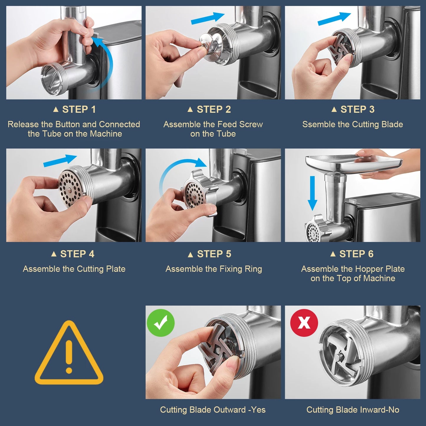 Electric Meat Grinder, Heavy Duty Meat Mincer, Sausage Stuffer Maker, Food Grinder with Sausage & Kubbe Kit, 2 Grinder Plates