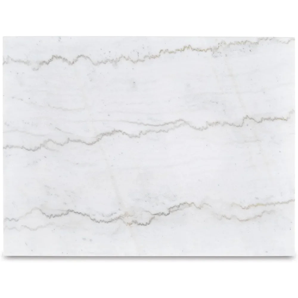 Casual Cocktail Table with Natural Marble Top, White & Light Gray