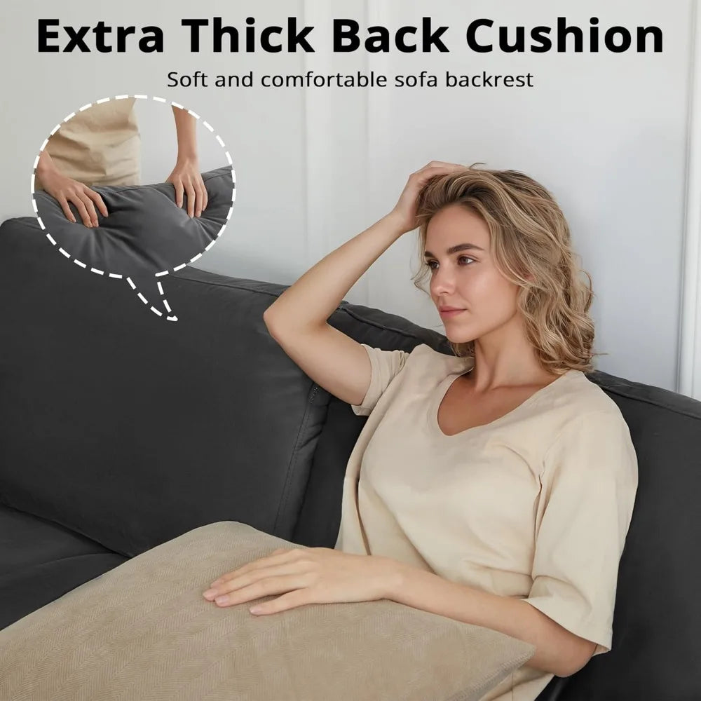 80.7" Sofa Couch for Living Room, Modern Loveseat Sofa with Extra Deep Seats, Comfy Armrests, 3-Seater Sofa, Couches for Living