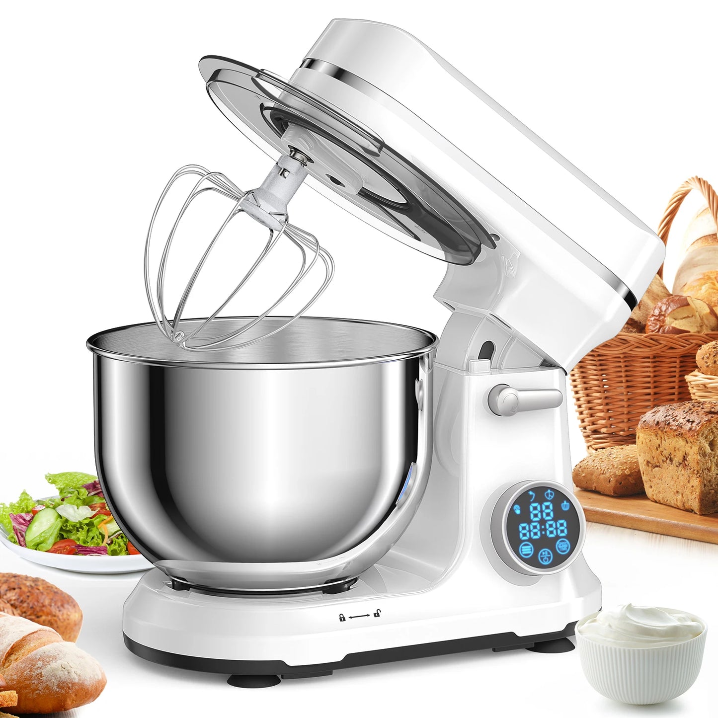 Electric Food Mixer with Dough Hook, Whisk