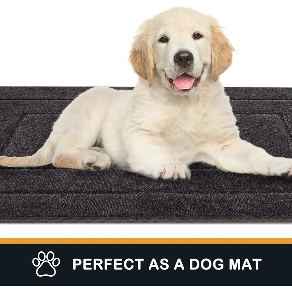 Dirt Trapper Door Mat Non Slip Machine Washable Super Absorbent Entryway Rug Dog Doormat Low Profile Durable Indoor Outdoor
