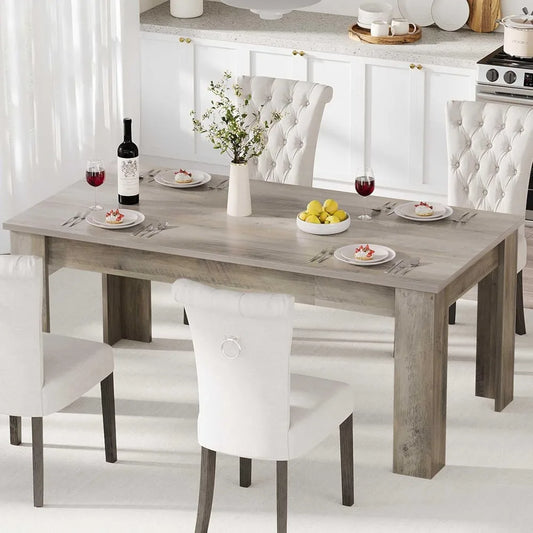 Dining Table for 4-6, Rectangular Dining Table, Dining Room Table, Kitchen Table with Large Table Top, Dinner Table, Farmhouse