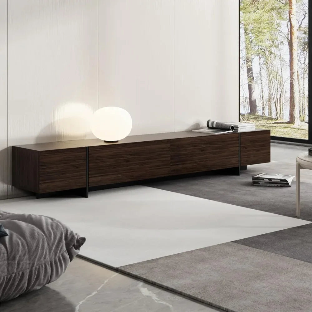 95.1" W TV Stand with 4 Flip-Down Drawers, Modern Entertainment Center with Storage, Media Console Table TV Cabinet