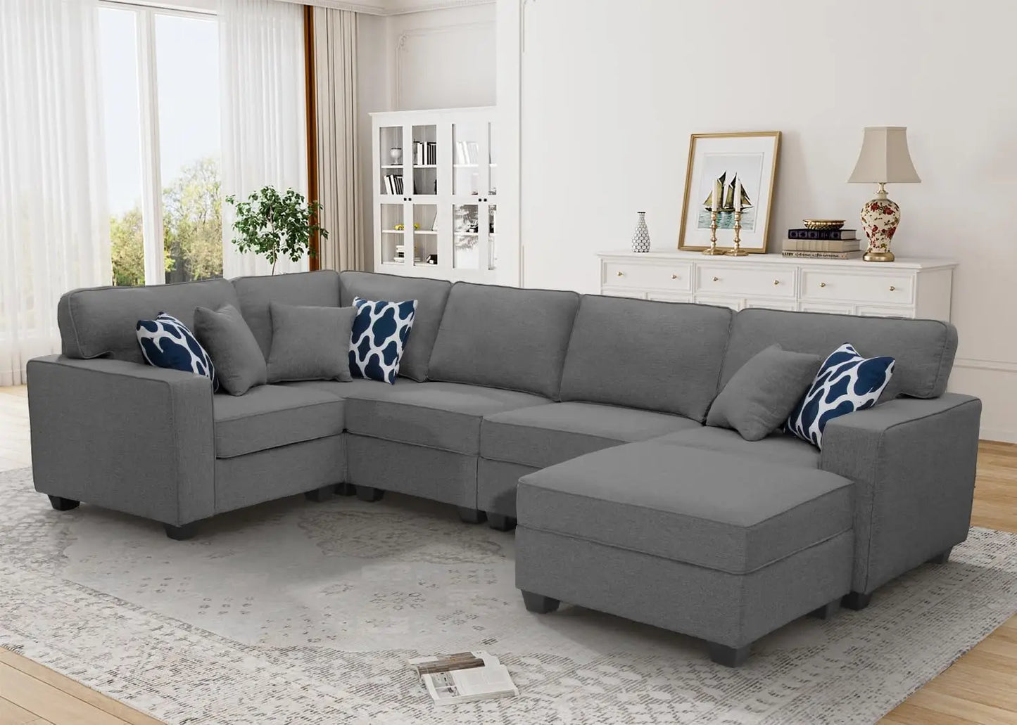 L Lengend Vansen Modular Sectional Sofa U Shaped Couch with Ottoman Modern Reversible Corner Sectional Couch  for Living Room