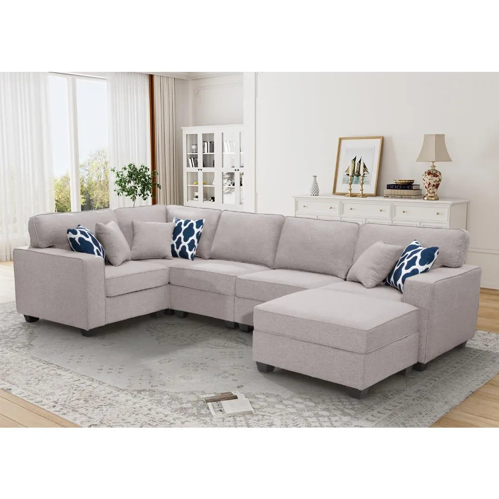 L Lengend Vansen Modular Sectional Sofa U Shaped Couch with Ottoman Modern Reversible Corner Sectional Couch  for Living Room