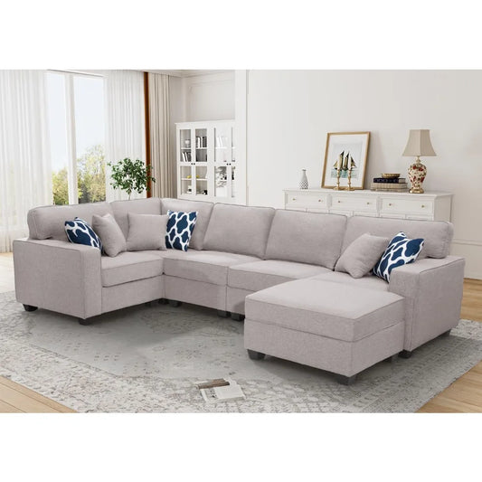 L Lengend Vansen Modular Sectional Sofa U Shaped Couch with Ottoman Modern Reversible Corner Sectional Couch  for Living Room
