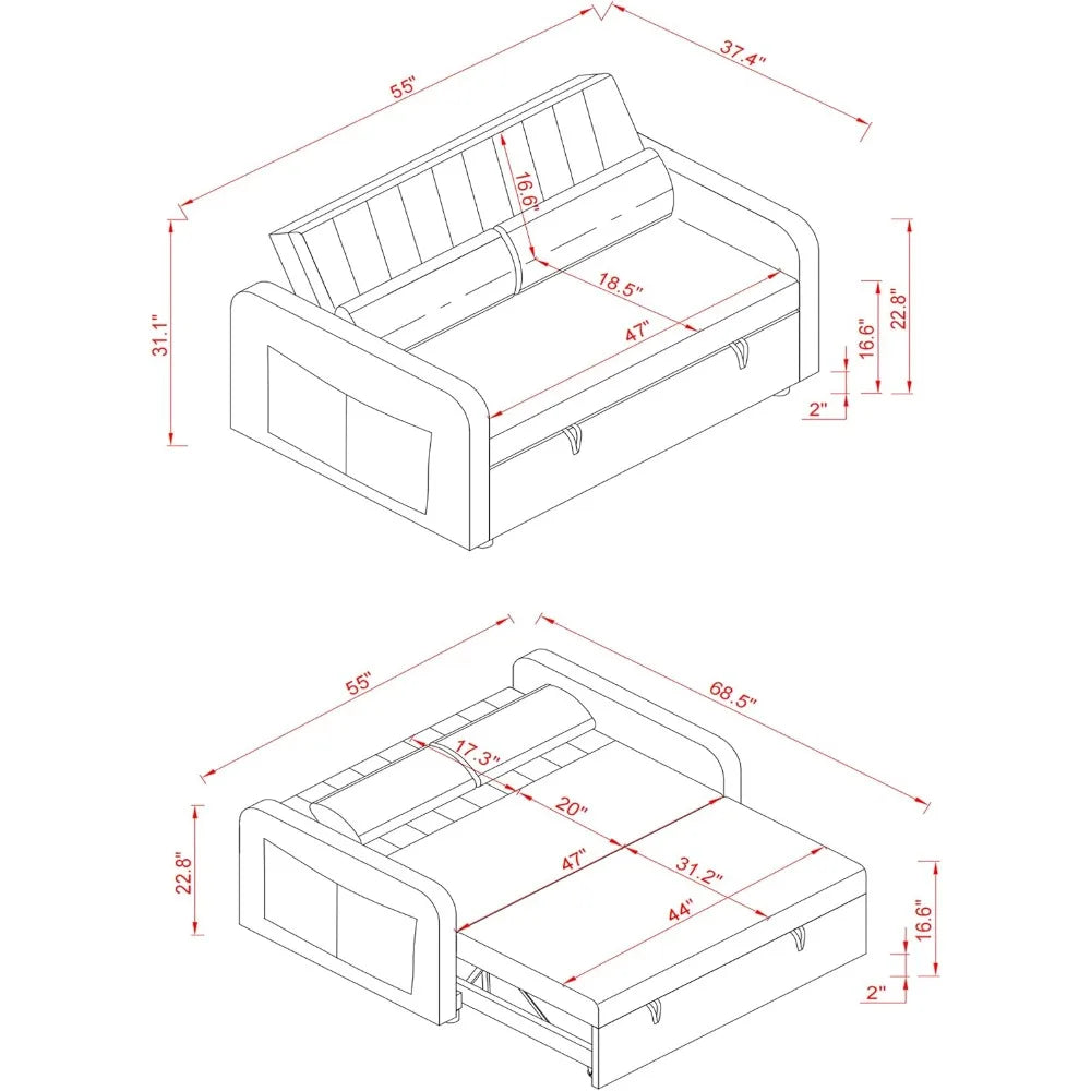 Twin Size Sofa Bed – Convertible Sofabed for Small Living Room, Guest Room & Apartment
