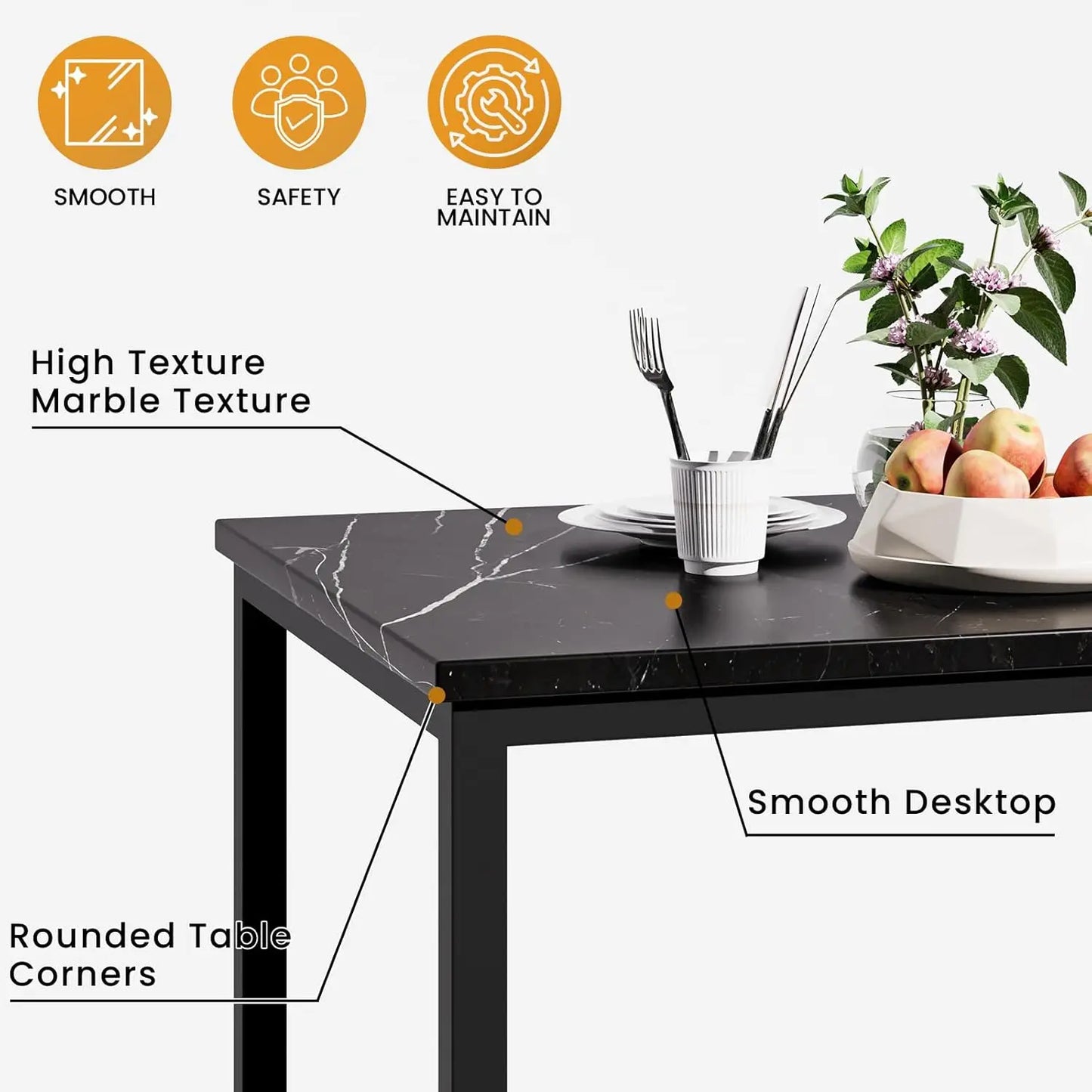 7 Piece Dining Table Set for 6,Large Modern Dinner Table Set for 6 Kitchen Dining Table and PU Leather Chairs Set of 6,Faux