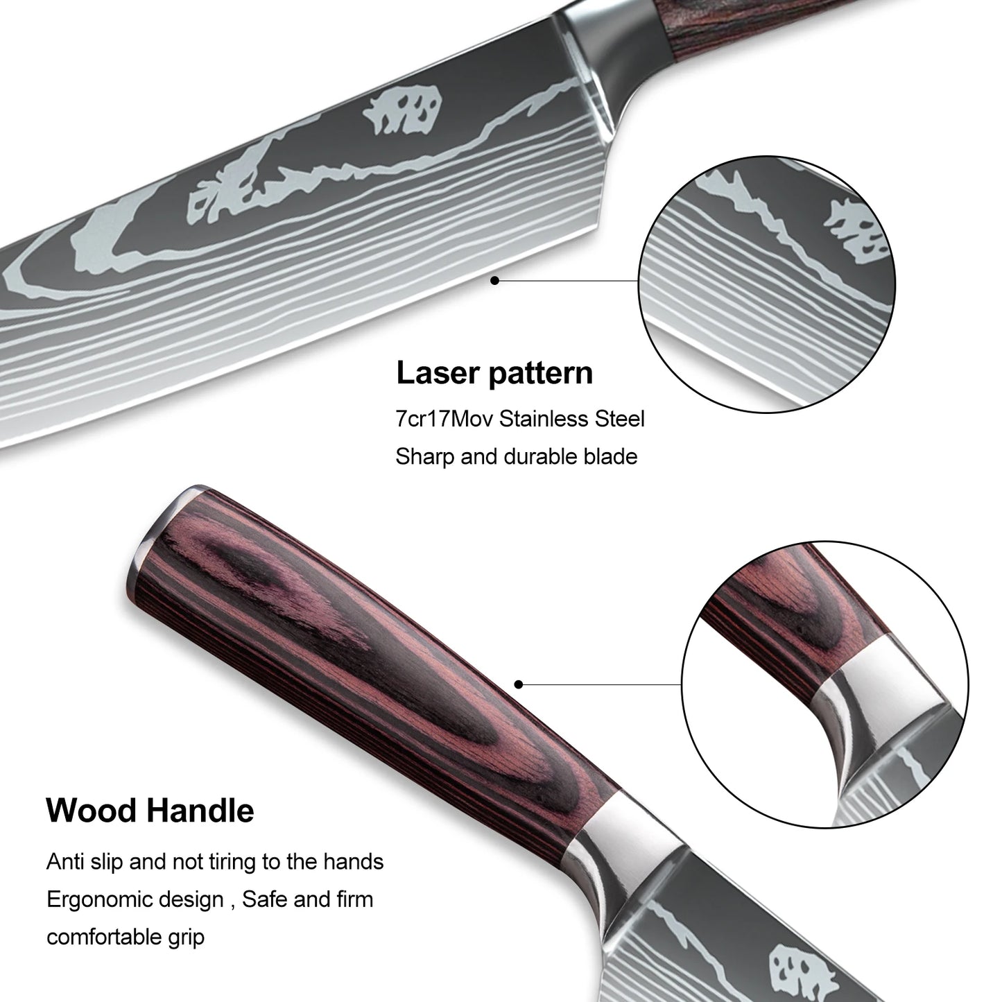 Knife Sets for Kitchen 14 Pieces with Knife Holder High Carbon Stainless Steel Damascus Pattern Sharp Chef Knife Set