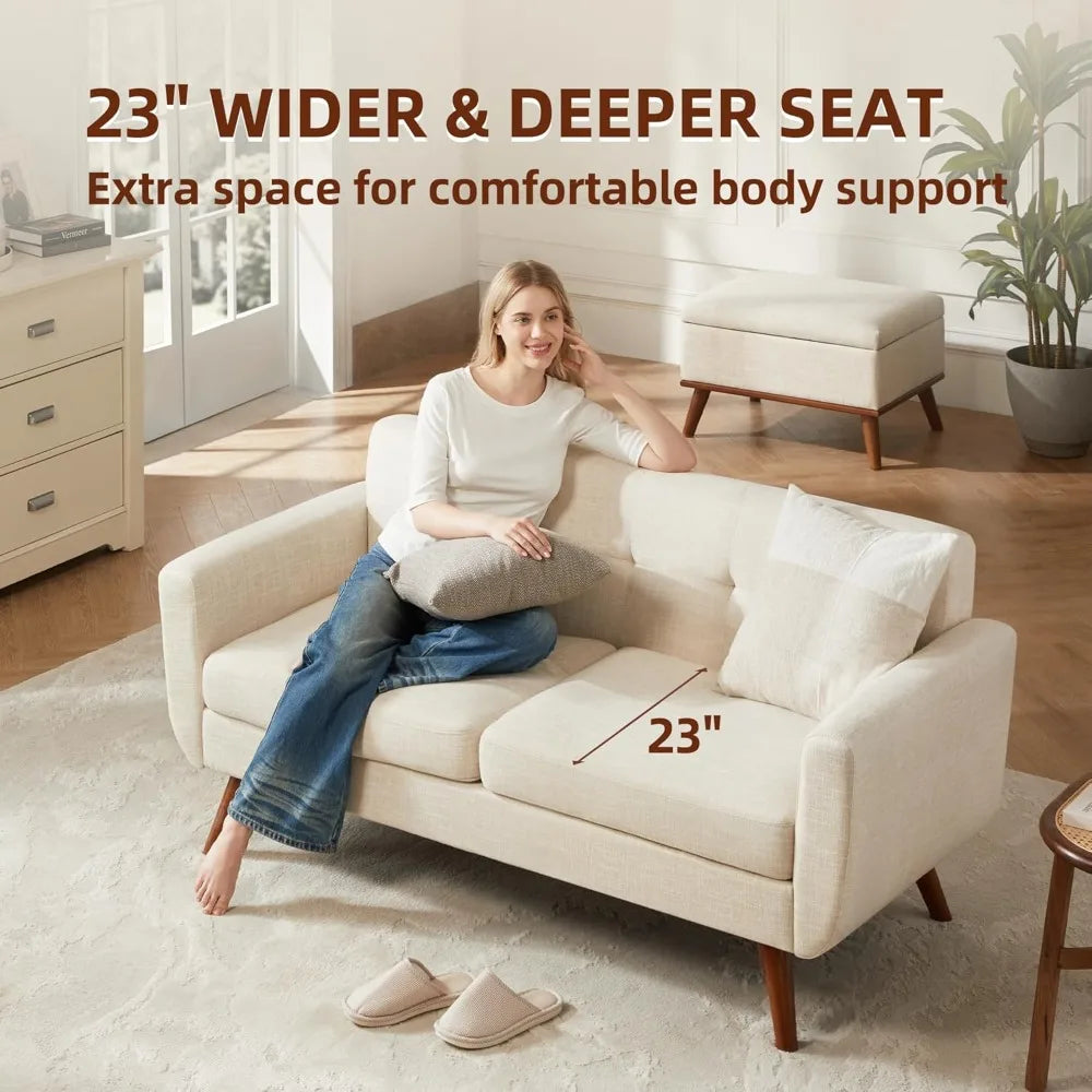 65" W Loveseat Sofa, Decor Love Seat Couches for Living Room, Button Tufted Upholstered Small Couch, Solid and Easy To Install