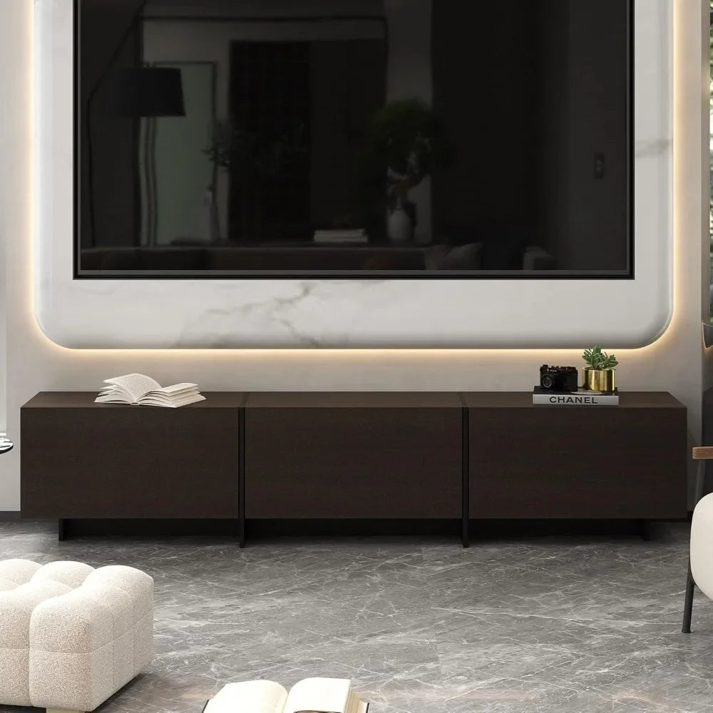 95.1" W TV Stand with 4 Flip-Down Drawers, Modern Entertainment Center with Storage, Media Console Table TV Cabinet