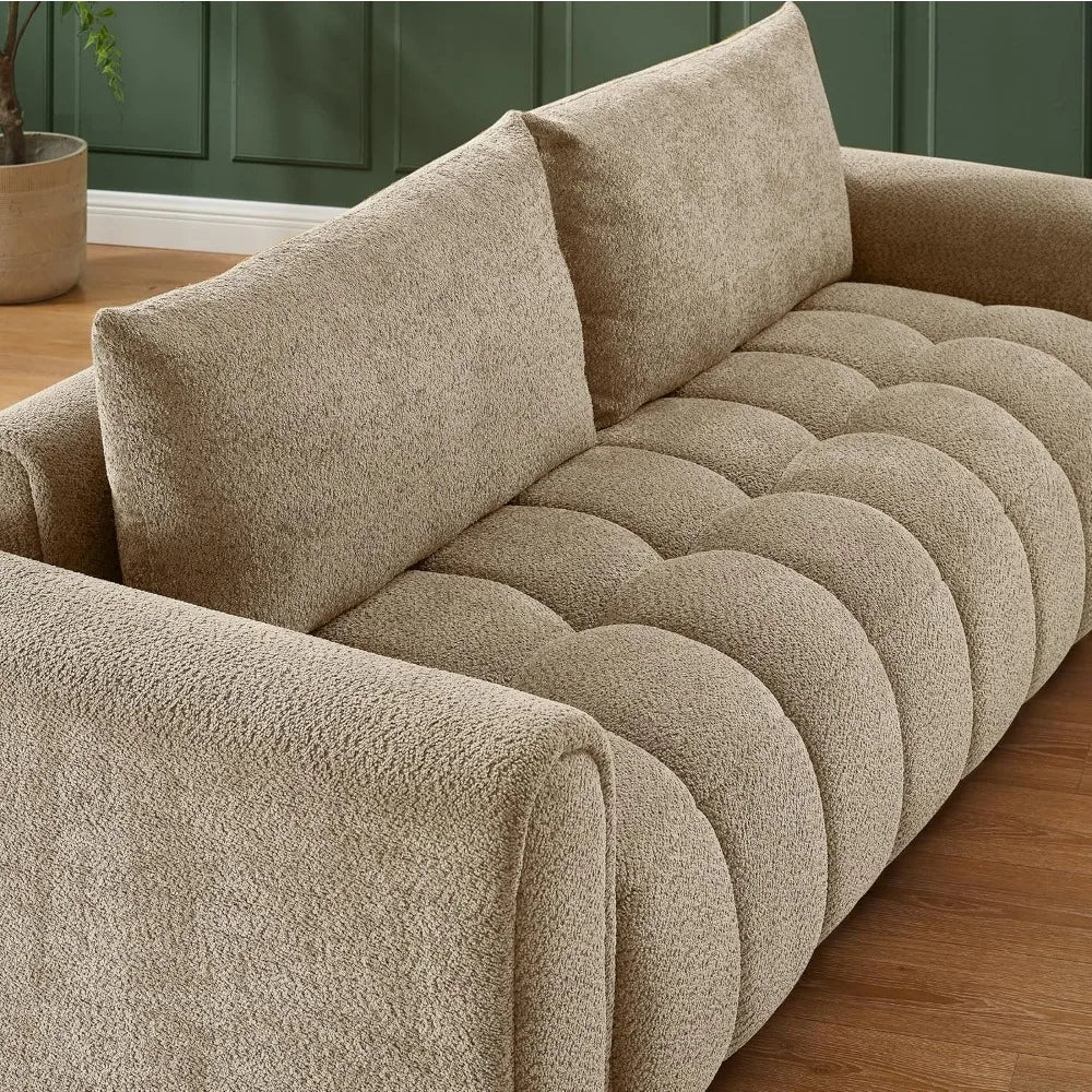 87" Loveseat Sofa, Comfortable Thick Cushion Living Room Couch, Easy-to-Install Apartment Sofa Couch, Boucle, Camel