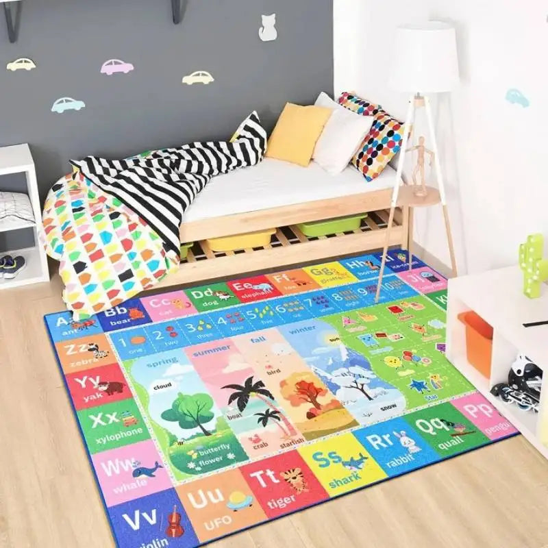 Lochas Kids Play Rug Educational & Fun Carpet Gaming Area Rugs for Kids Room Bedroom Playroom,Blue & Colorful