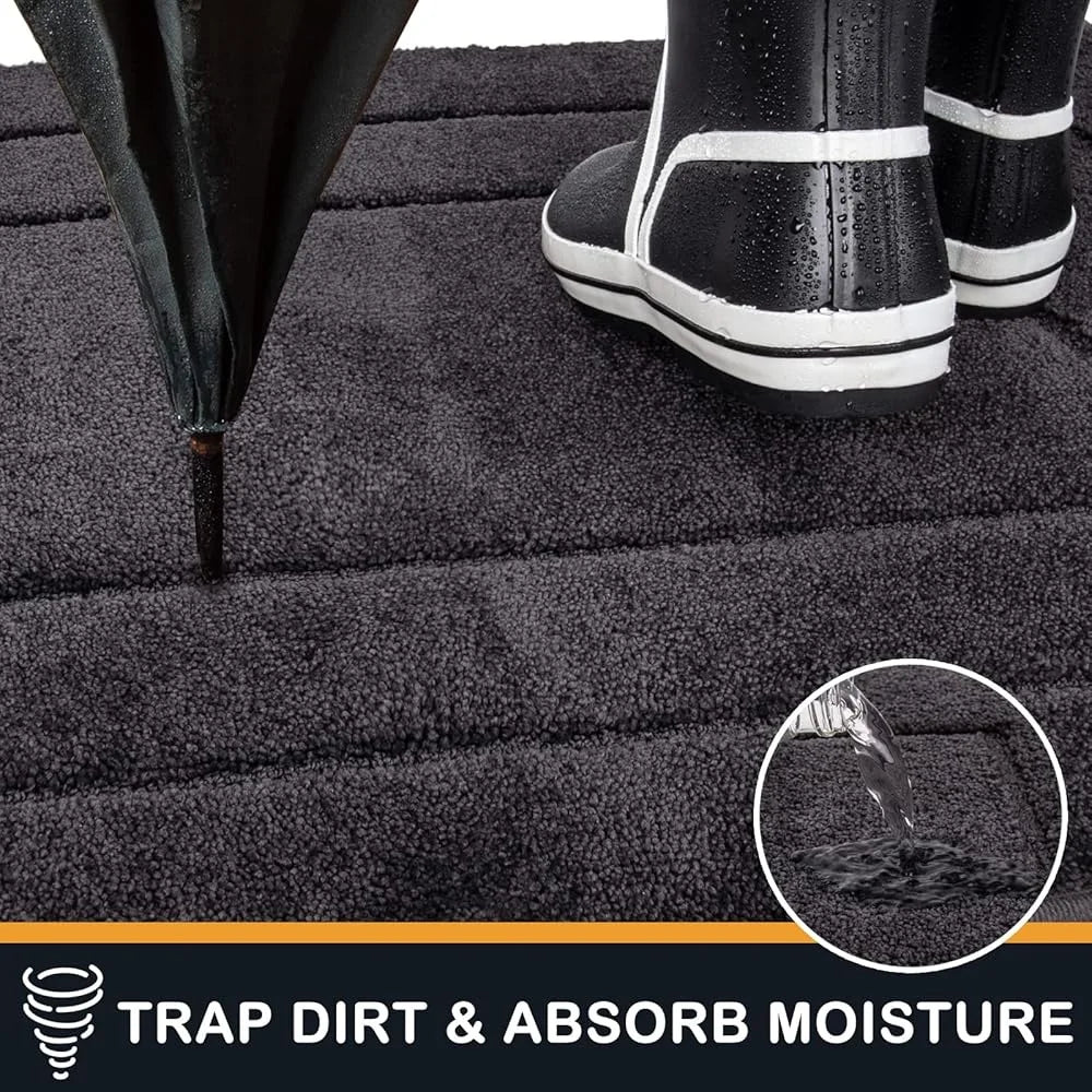Dirt Trapper Door Mat Non Slip Machine Washable Super Absorbent Entryway Rug Dog Doormat Low Profile Durable Indoor Outdoor