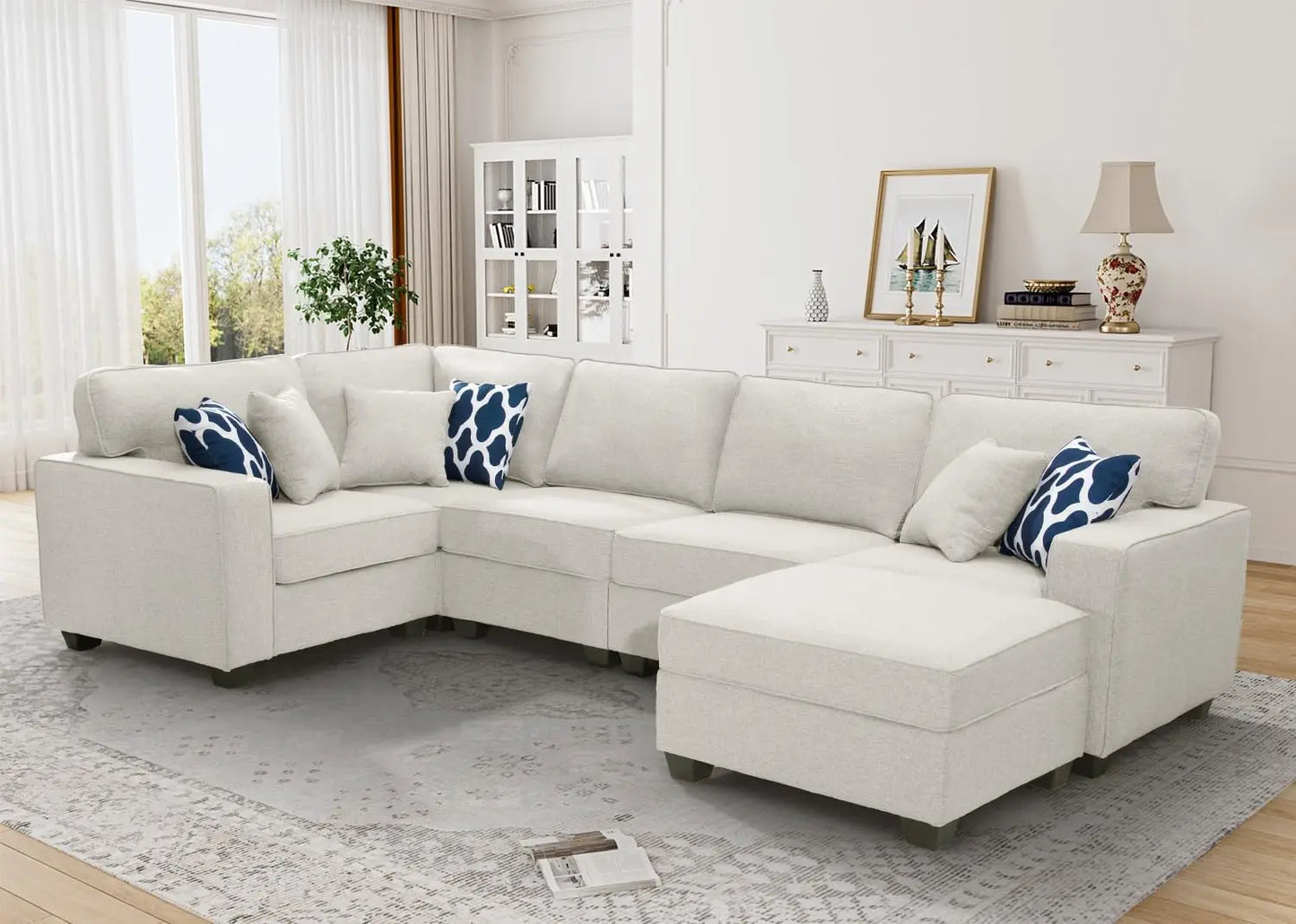 L Lengend Vansen Modular Sectional Sofa U Shaped Couch with Ottoman Modern Reversible Corner Sectional Couch  for Living Room