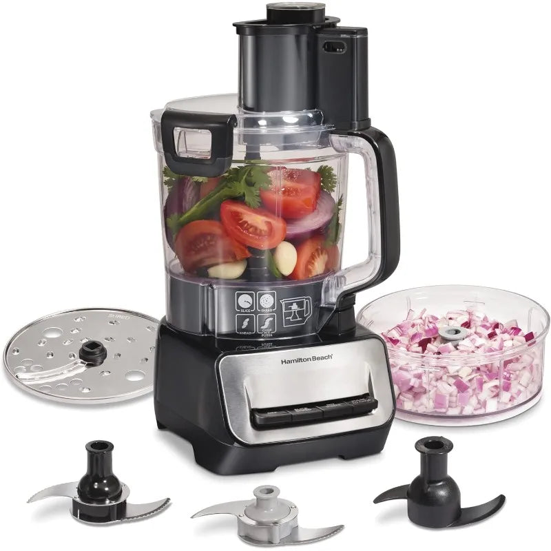 Hamilton Beach Stack & Snap Food Processor and Vegetable Chopper, 14 Cup + 4-Cup Mini Bowls,3-Speed 500 Watt Motor,Black (70585)