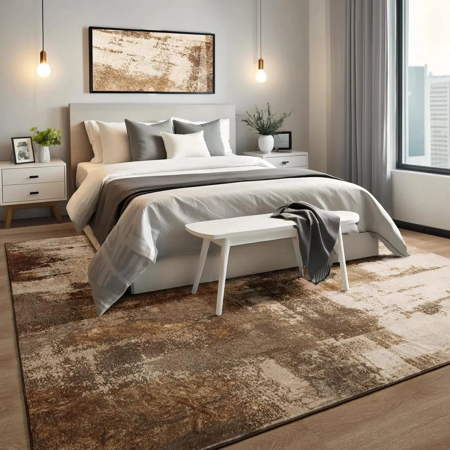 Area Rugs for Living Room, Machine Washable Vintage Rug, Non-Slip Low Pile Throw Rugs with Rubber Backing Washable Carpet